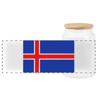 Icelandic flag - Panoramic Cookie Jar with Wooden Lid - white - Front