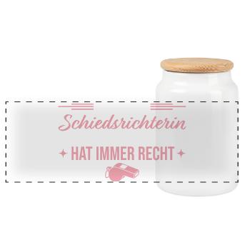 Schiedsrichterin hat immer recht Unparteiische - Panorama Keksdose mit Holzdeckel - Weiß - Vorne
