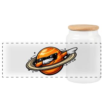 Dab de Saturne - Boîte à biscuits avec couvercle en bois - blanc - Devant