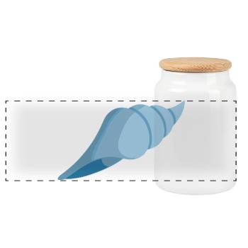 Blue shell spiral design - Panoramic Cookie Jar with Wooden Lid - white - Front
