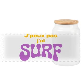 J'ai Surf Violet — Humour surfeur - Boîte à biscuits avec couvercle en bois - blanc - Devant