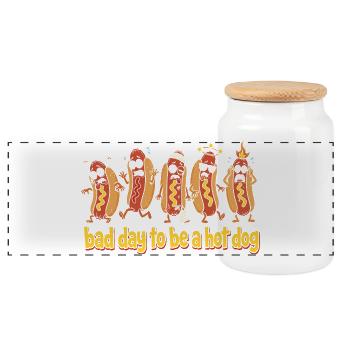 Danses de hot-dogs : mauvaise journée - Boîte à biscuits avec couvercle en bois - blanc - Devant