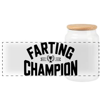 Champion des pets - Boîte à biscuits avec couvercle en bois - blanc - Devant