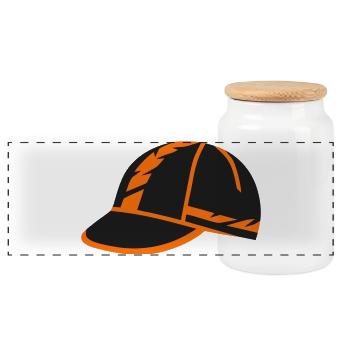 Road Bike Cycling Cap Logo - Panoramic Cookie Jar with Wooden Lid - white - Front