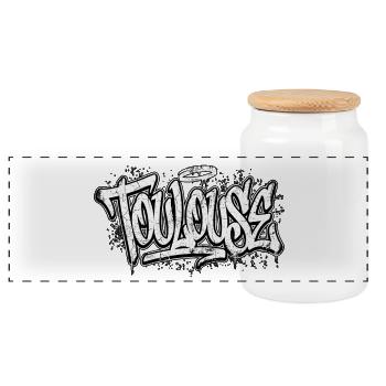 Toulouse Graffiti Hip Hop - Boîte à biscuits avec couvercle en bois - blanc - Devant