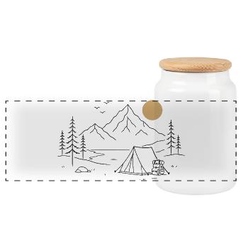 Campings en montagne - Boîte à biscuits avec couvercle en bois - blanc - Devant