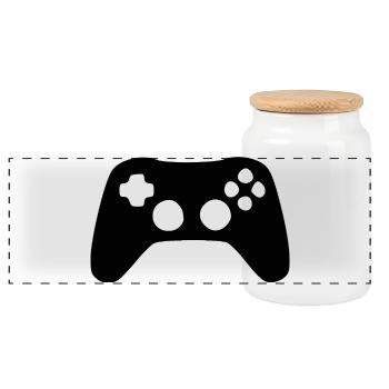 Gamer Gaming Gift - Panoramic Cookie Jar with Wooden Lid - white - Front
