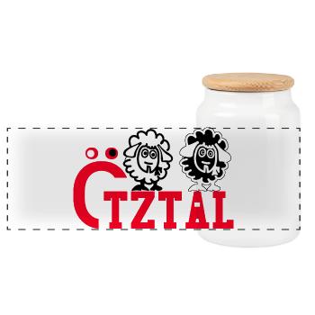 Ötztal Oetztal in Tyrol - Panoramic Cookie Jar with Wooden Lid - white - Front
