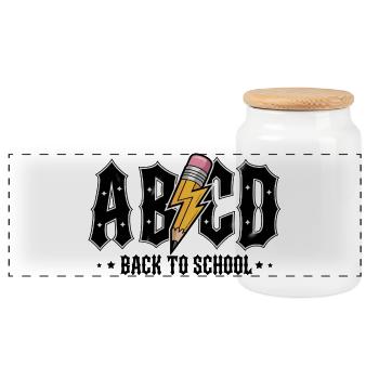 ABCD Back to School Graffiti - Panoramic Cookie Jar with Wooden Lid - white - Front