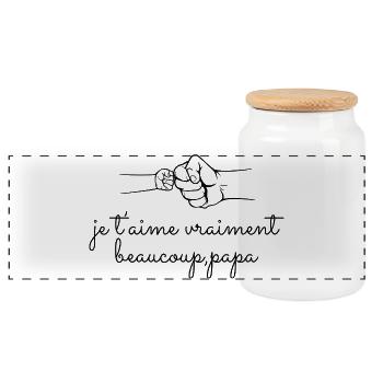 Trousse de Toilette Personnalisée Papa - Boîte à biscuits avec couvercle en bois - blanc - Devant
