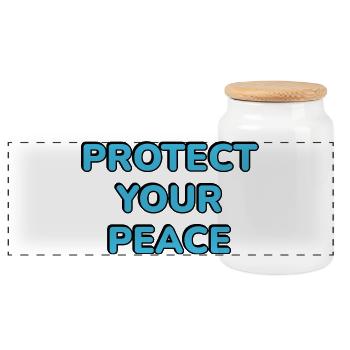 Protect Your Peace - Panoramic Cookie Jar with Wooden Lid - white - Front