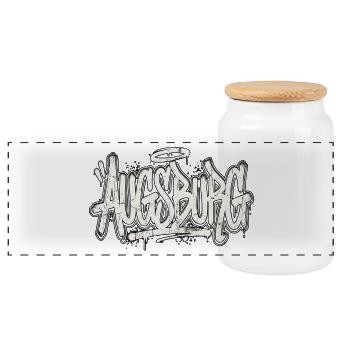 Augsburg Graffiti - Panorama Keksdose mit Holzdeckel - Weiß - Vorne