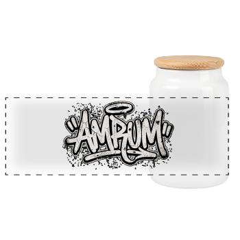 Amrum Graffiti Oldschool Hip Hop - Panorama Keksdose mit Holzdeckel - Weiß - Vorne