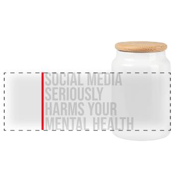 Social Media Seriously Harms Mental Health Spruch - Panorama Keksdose mit Holzdeckel - Weiß - Vorne