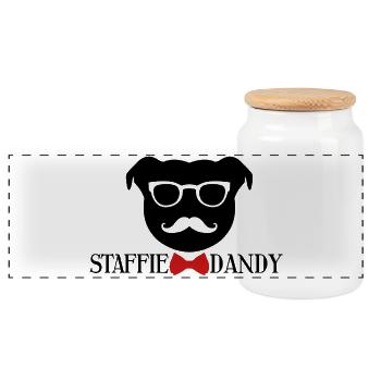 The Dandy Staffie - 010 - Panoramic Cookie Jar with Wooden Lid - white - Front