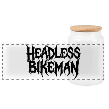 HeadlessBikeman_Typography - Panoramic Cookie Jar with Wooden Lid - white - Front