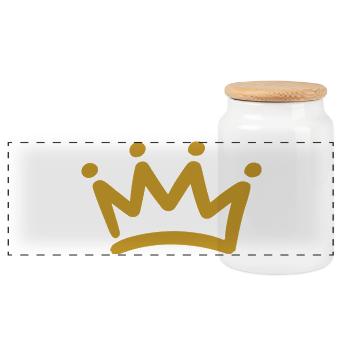 Golden Crown - Panoramic Cookie Jar with Wooden Lid - white - Front