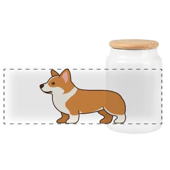 Shiba Inu Cartoon Pfotenfreund - Panorama Keksdose mit Holzdeckel - Weiß - Vorne