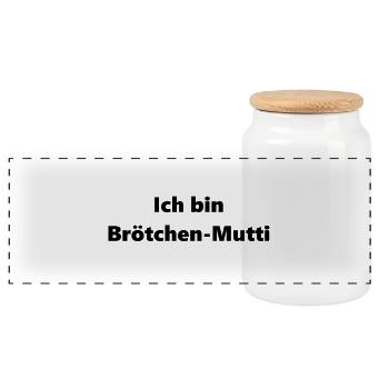 Broetchen-Mutti Pause Schule Mutter - Panorama Keksdose mit Holzdeckel - Weiß - Vorne