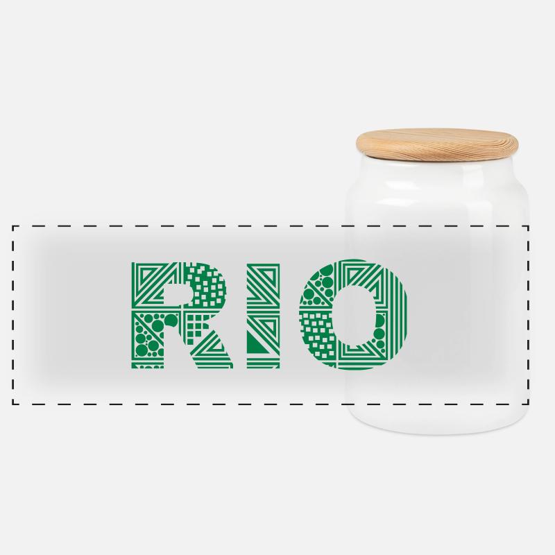 Rio de Janeiro - Panorama Keksdose mit Holzdeckel - Weiß