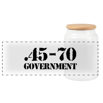 45-70 caliber ammo - Panoramic Cookie Jar with Wooden Lid - white - Front