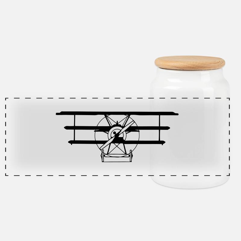 Dreidecker Fokker DR I - Roter Baron - Panorama Keksdose mit Holzdeckel - Weiß