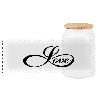 Infinity love forever unendliche Liebe Zeichen - Panorama Keksdose mit Holzdeckel - Weiß - Vorne