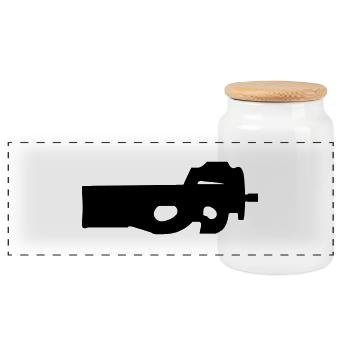 gun rifle pistol weapon military m16 - Panoramic Cookie Jar with Wooden Lid - white - Front