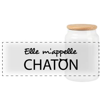 Elle m'appelle chaton - Boîte à biscuits avec couvercle en bois - blanc - Devant