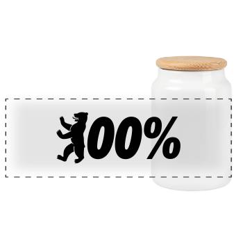 100% Berlin - Panorama Keksdose mit Holzdeckel - Weiß - Vorne