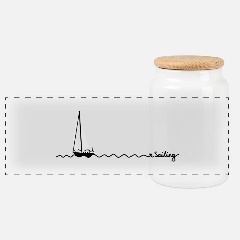 love sailing - Panorama Keksdose mit Holzdeckel - Weiß