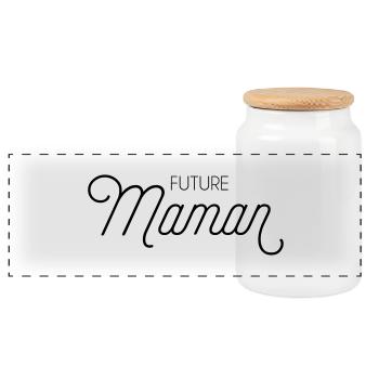 Future Maman - Boîte à biscuits avec couvercle en bois - blanc - Devant