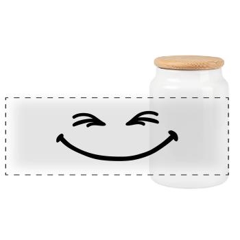 grin_face - Panoramic Cookie Jar with Wooden Lid - white - Front