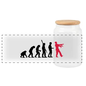 Zombie Evolution (zweifarbig) - Panorama Keksdose mit Holzdeckel - Weiß - Vorne