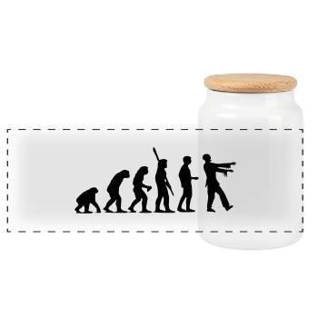 Zombie Evolution (einfarbig) - Panorama Keksdose mit Holzdeckel - Weiß - Vorne