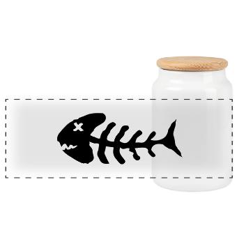 bones_fish_c1 - Boîte à biscuits avec couvercle en bois - blanc - Devant