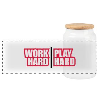 work_hard_play_hard_rp2 - Boîte à biscuits avec couvercle en bois - blanc - Devant