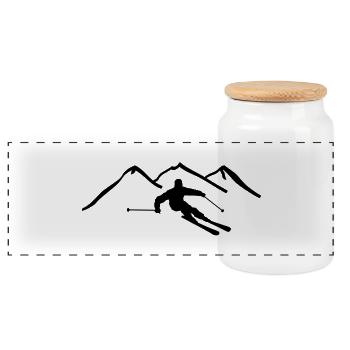 ski__f1 - Boîte à biscuits avec couvercle en bois - blanc - Devant