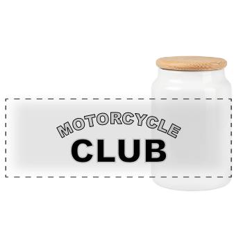 motorcycle club - Panoramic Cookie Jar with Wooden Lid - white - Front