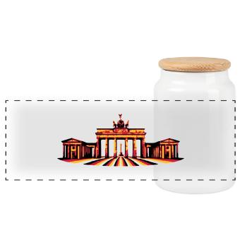 Brandenburger Tor (Berlin / Deutschland) - Panorama Keksdose mit Holzdeckel - Weiß - Vorne