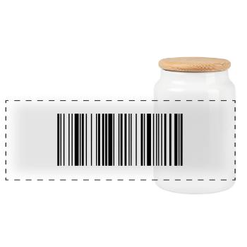 Barcode Scannen EAN 1c - Panorama Keksdose mit Holzdeckel - Weiß - Vorne