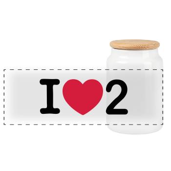 j'aime 2 - Boîte à biscuits avec couvercle en bois - blanc - Devant