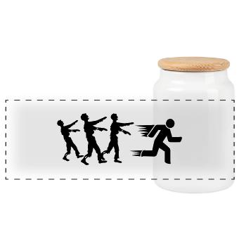 Run From Zombies - Panoramic Cookie Jar with Wooden Lid - white - Front
