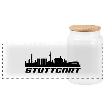 stuttgart2 - Panorama Keksdose mit Holzdeckel - Weiß - Vorne