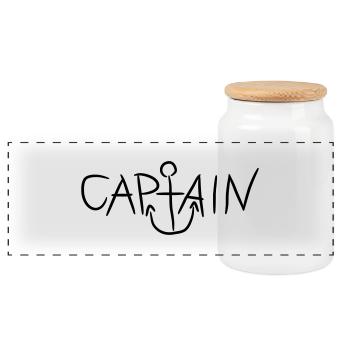 Captain Comic Anker Logo - Panorama Keksdose mit Holzdeckel - Weiß - Vorne