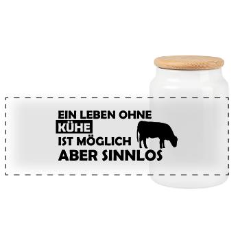 ein leben ohne kühe - Panorama Keksdose mit Holzdeckel - Weiß - Vorne