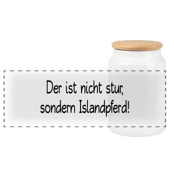 nicht stur islandpferd - Panorama Keksdose mit Holzdeckel - Weiß - Vorne