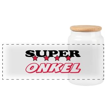 Super onkel - Panoramic Cookie Jar with Wooden Lid - white - Front