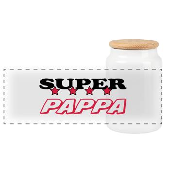 Super pappa - Panoramic Cookie Jar with Wooden Lid - white - Front
