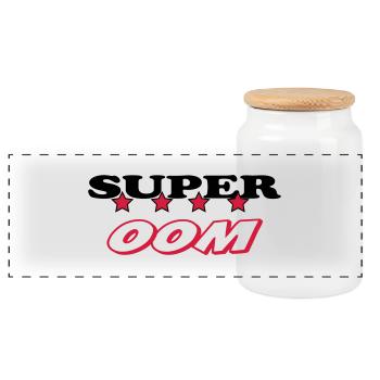 Super oom - Panoramic Cookie Jar with Wooden Lid - white - Front